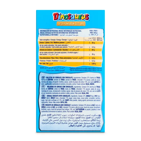 Galletas huevos de cereales con chocolate Artiach Dinosaurus caja 140 g 4