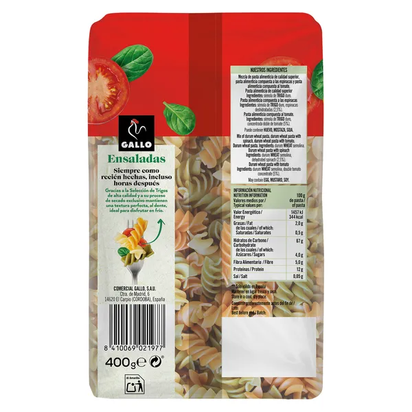 Hélices cocción rápida 3 min Gallo 400 g 3