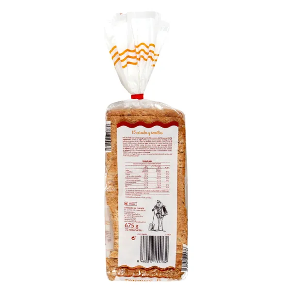 Pan de molde integral 15 cereales y semillas El molino de Dia bolsa 675 g 2