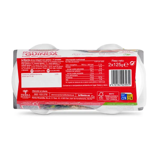 Vasos de arroz integral con quinoa Brillante 2 x 125 g 4