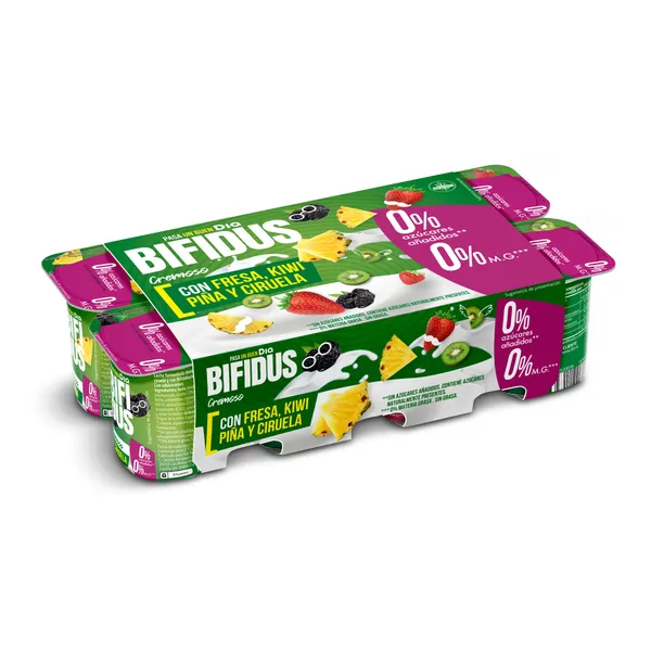 Bífidus con fresa, kiwi, piña y ciruela doble 0% Dia pack 8 x 125 g