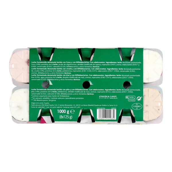 Bífidus con fresa, kiwi, piña y ciruela doble 0% Dia pack 8 x 125 g 4