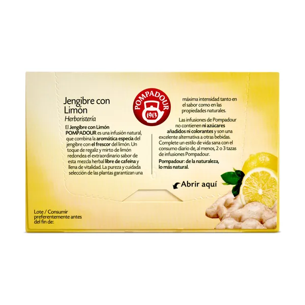 Infusión de jengibre con limón Pompadour 20 unidades 5