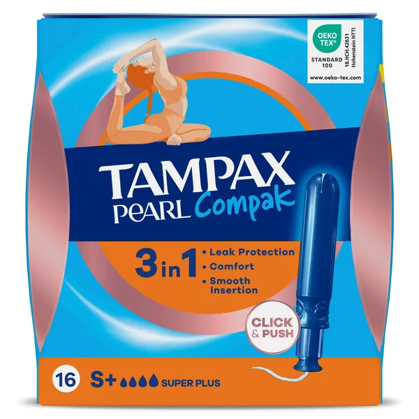 Tampón super plus compak pearl Tampax caja 16 unidades 2