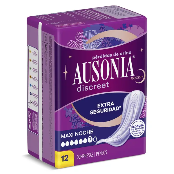 Compresas de incontinencia maxi noche Ausonia bolsa 12 unidades