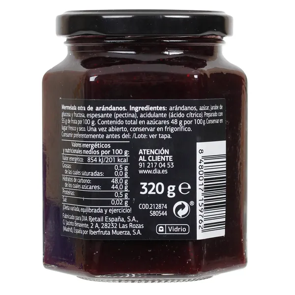 Mermelada de arándanos extra Dia Fruticampo 320 g 3