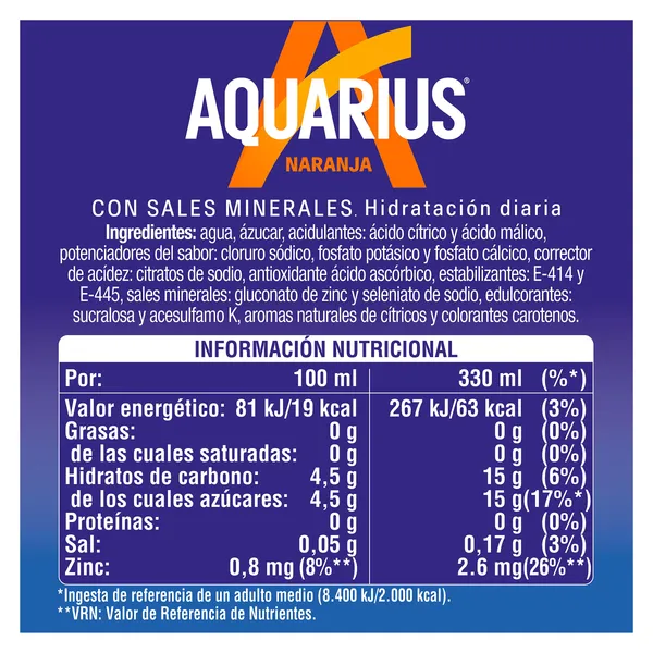 Aquarius de naranja 330 ml 3
