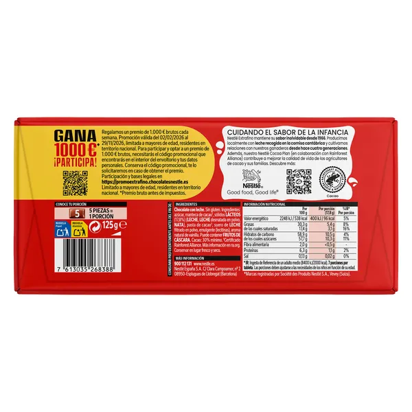 Chocolate con leche Nestlé Extrafino 125 g 3