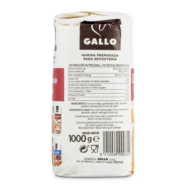 Harina para bizcochos Gallo 1 Kg 3