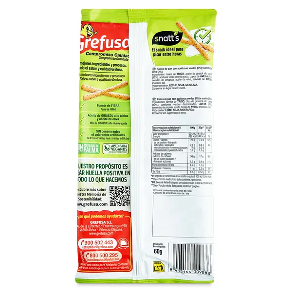 Palitos de trigo con olivas y sésamo Snatt's bolsa 60 g 2