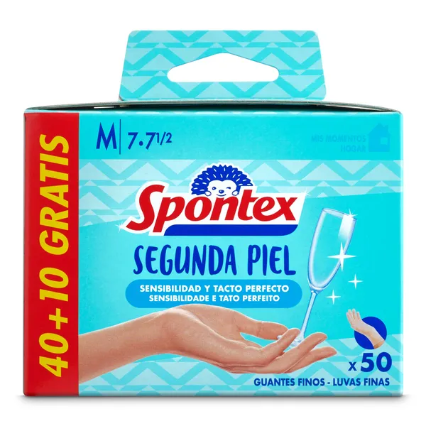 Guantes de látex natural talla M Spontex caja 50 unidades 2