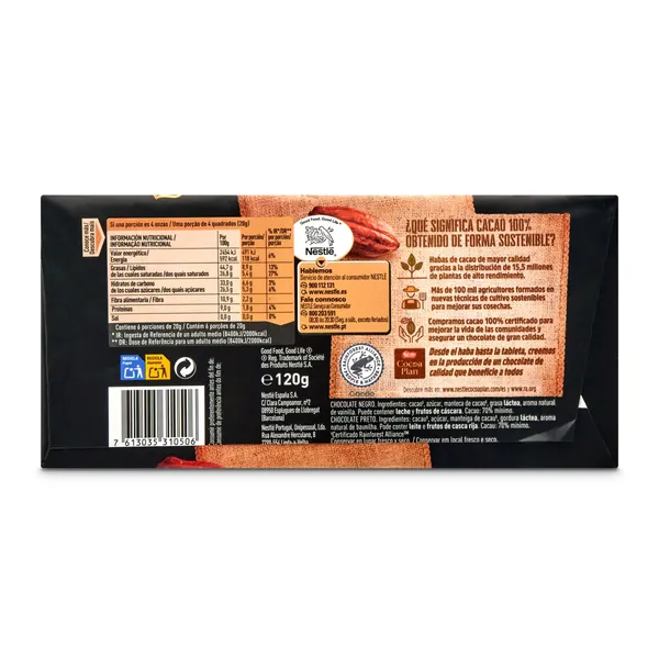 Chocolate negro 70% cacao Nestlé 120 g 2