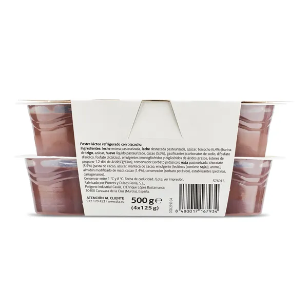 Crema de chocolate con bizcocho Caprichoso Dia pack 4 x 125 g 3