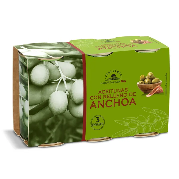 Aceitunas rellenas de anchoa Dia Vegecampo 3 x 150 g 3