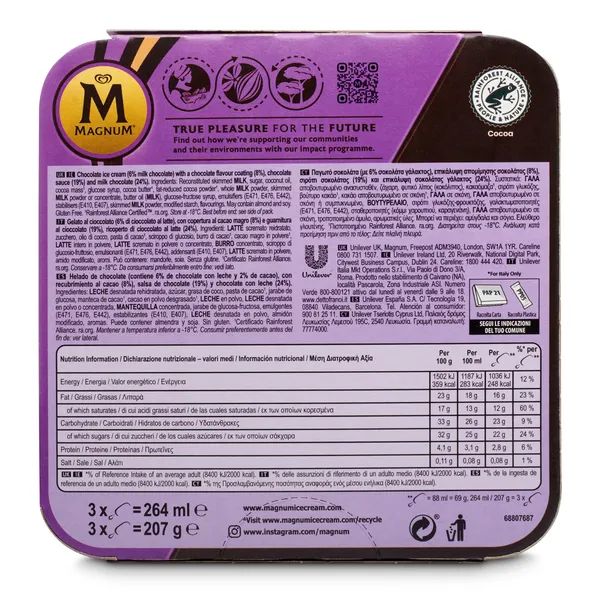 Helado bombón doble chocolate 3 unidades Magnum caja 213 g 3