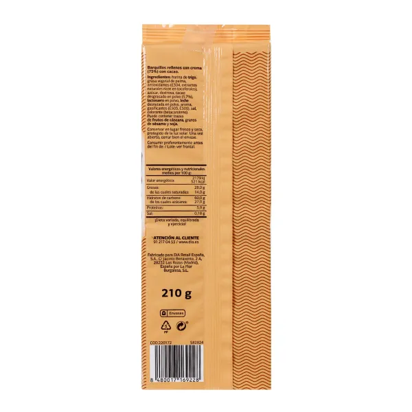 Barquillos rellenos de cacao Galleteca de Dia 210 g 4