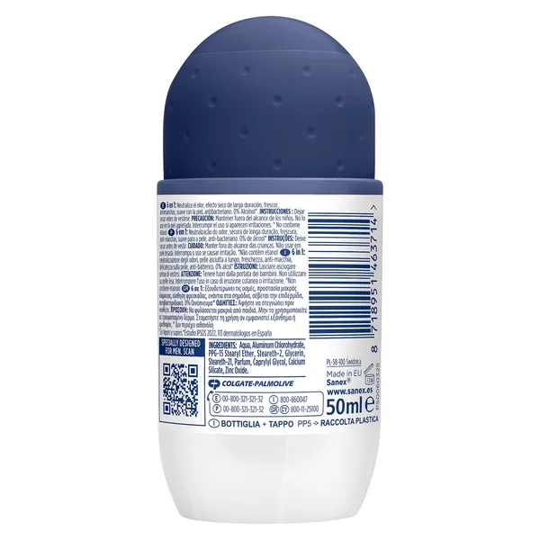 Desodorante roll-on hombre active control Sanex bote 50 ml 2