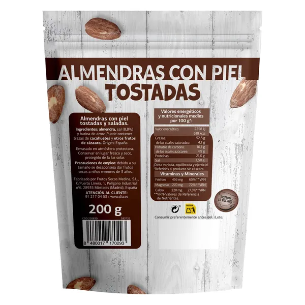Almendras tostadas con piel Dia Naturmundo 200 g 3