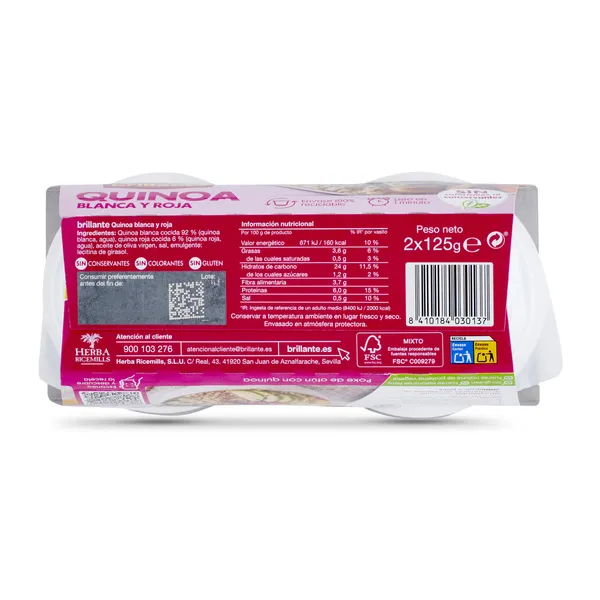 Quinoa blanca y roja Brillante vaso 2 x 125 g 3