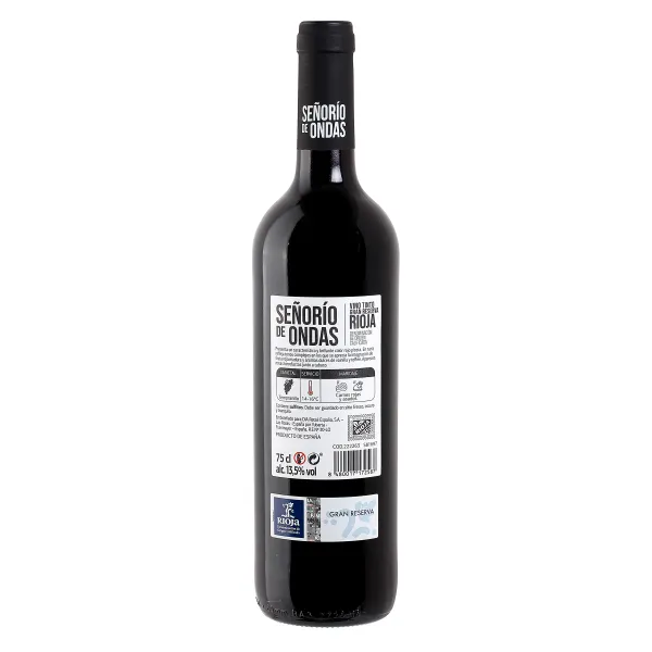 Vino tinto gran reserva D.O. Rioja Señorío de Ondas botella 75 cl 2