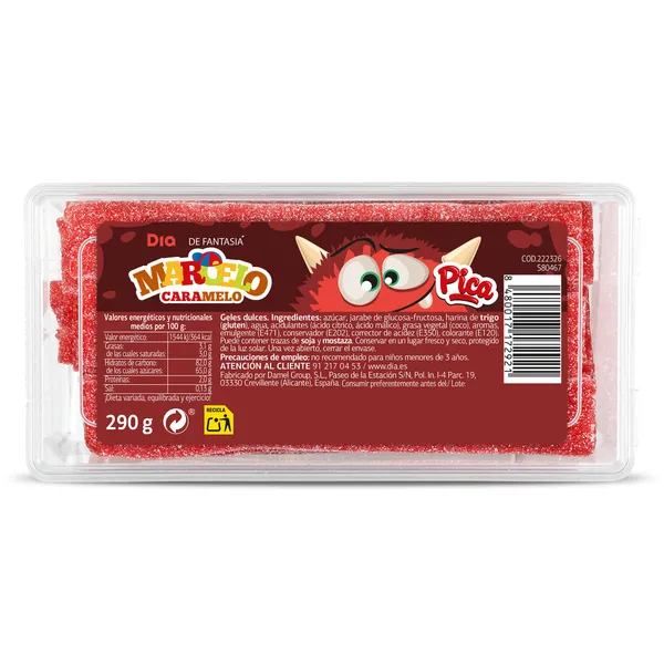 Golosinas cintas pica Dia Marcelo Caramelo tarrina 290 g 2