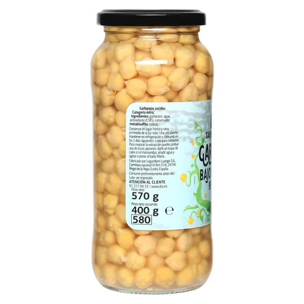 Garbanzos cocidos bajos en sal Dia Vegecampo 400 g 4