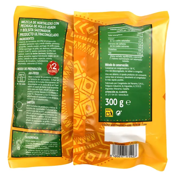 Relleno para fajitas con pollo, pimientos y cebolla Dia Al Punto 300 g 3