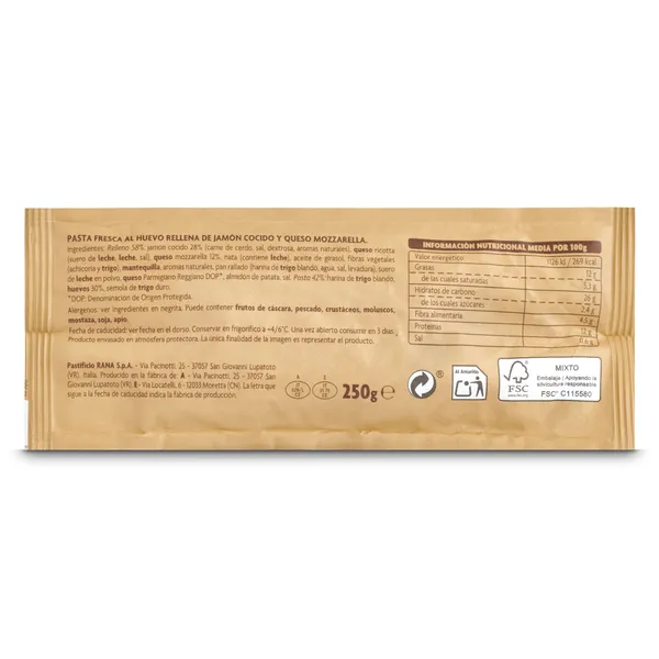 Tortellini relleno de jamón y queso Rana bolsa 250 g 2