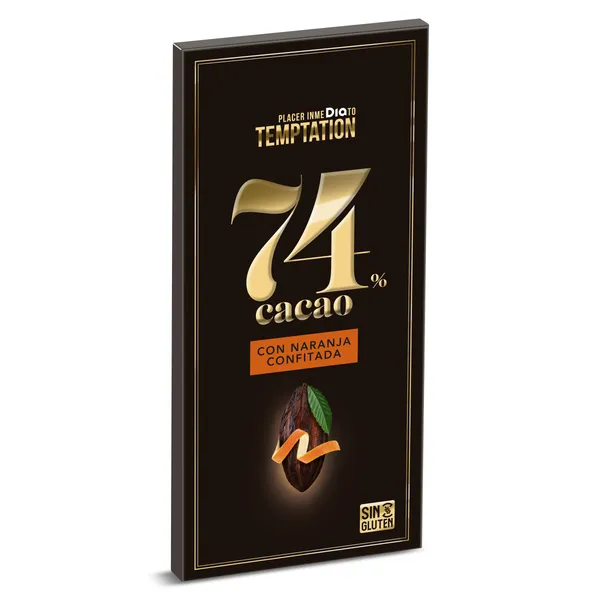 Chocolate negro 74% cacao con naranja confitada Dia Temptation 100 g 3