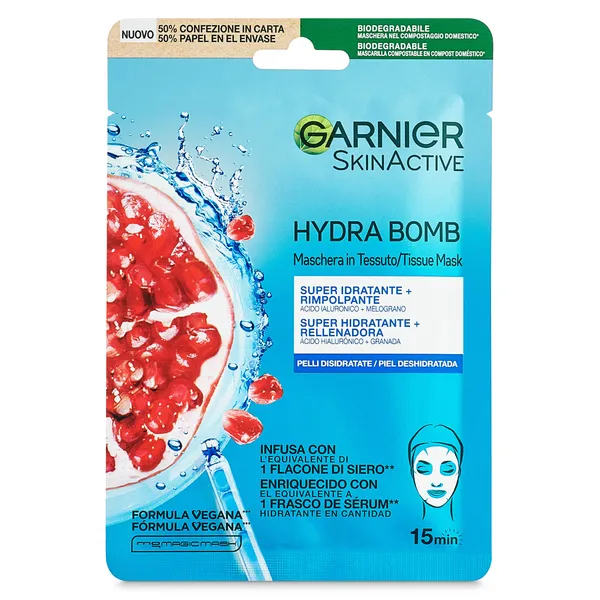 Active mascarilla facial hydra bomb Garnier sobre 1 unidad