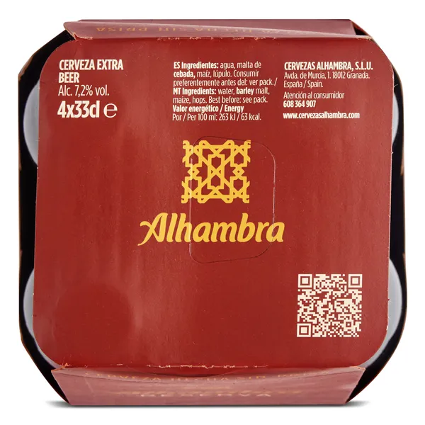 Cerveza roja reserva Alhambra botella 4 x 33 cl 3