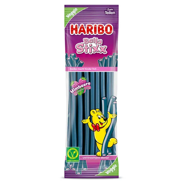 Golosinas balla stixx sabor frambuesa Haribo 200 g 2