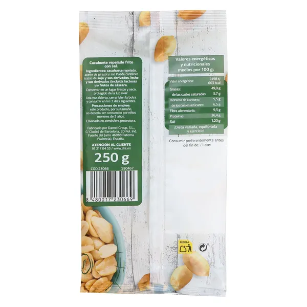 Cacahuete frito salado Dia Naturmundo bolsa 250 g 2