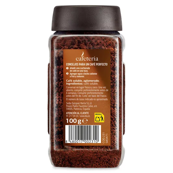 Café soluble clásico Dia Cafetería frasco 100 g 2