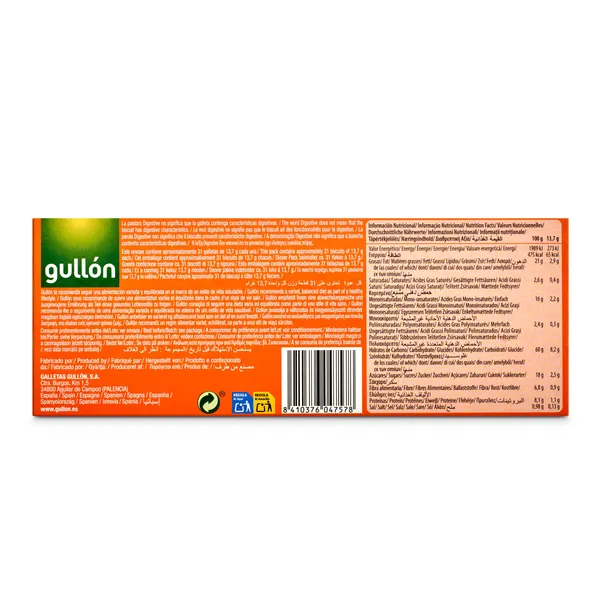 Galletas integral con avena y naranja Gullón caja 425 g 4