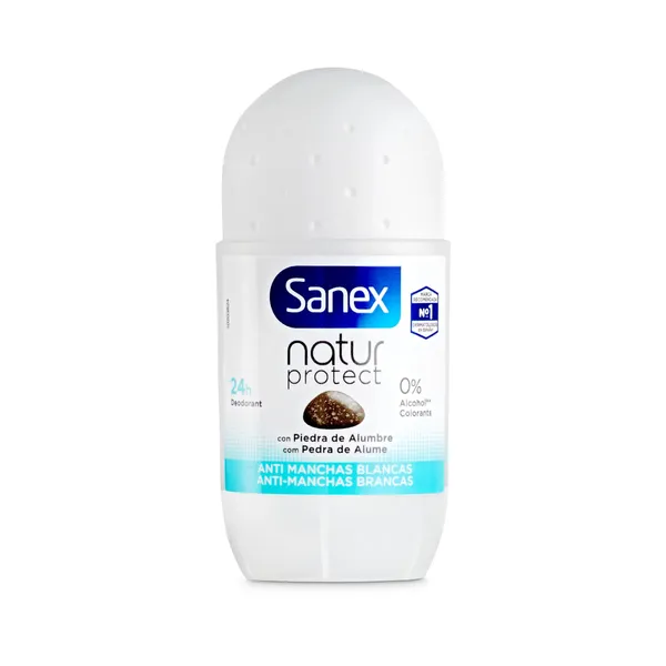 Desodorante roll-on piedra de alumbre antimanchas Sanex Natur Protect bote 50 ml