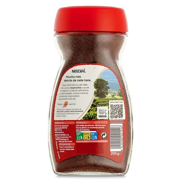 Café soluble descafeinado Nescafé 200 g 2