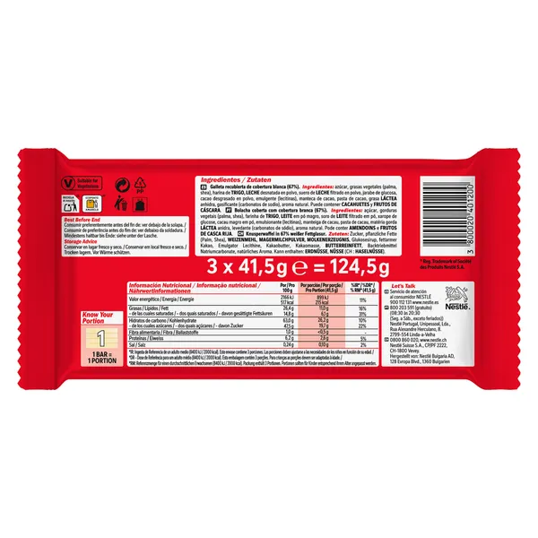 Barritas de galleta recubiertas de chocolate blanco Kit Kat bolsa 3 x 41.5 g 2