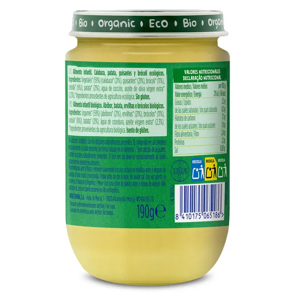 Crema de calabaza y puré de patatas 100% ecológica Hero frasco 190 g 3