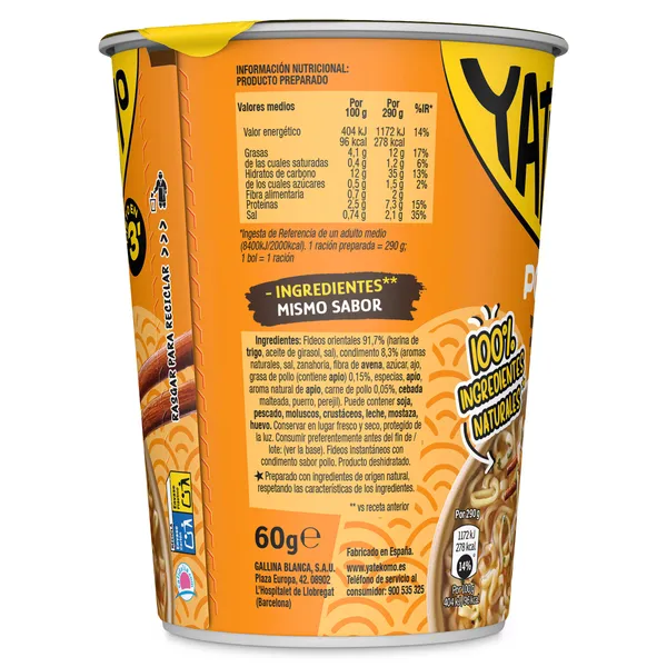 Noodles de pollo Gallina Blanca Yatekomo 2 x 60 g 4