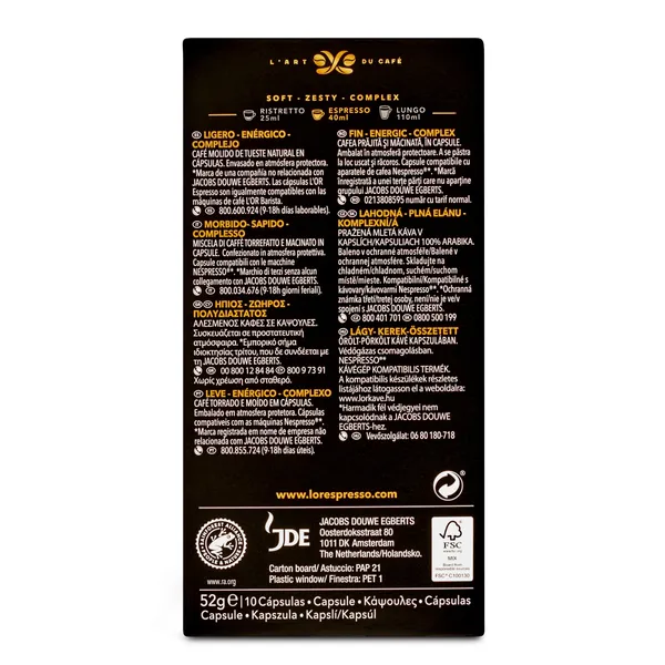 Café en cápsulas espresso sontuoso L'Or caja 10 unidades 4