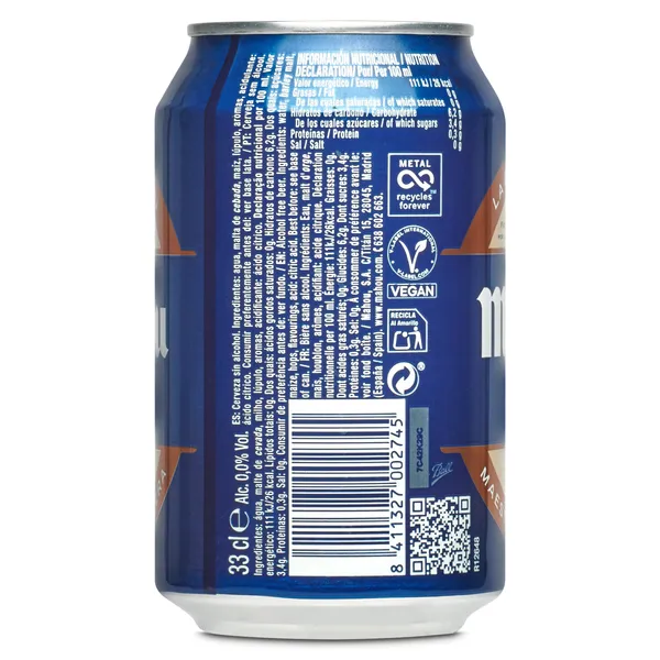 Cerveza tostada 0,0% alcohol Mahou 33 cl 3