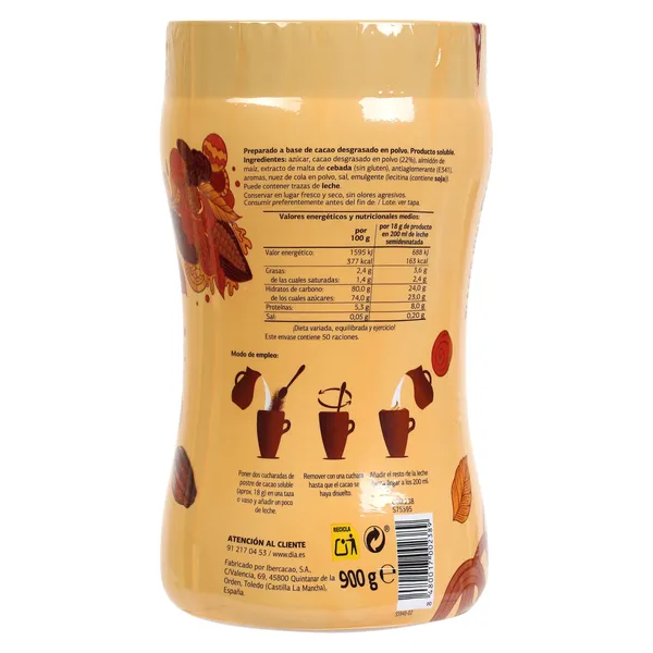 Soluble al cacao Temptation de Dia bote 900 g 2