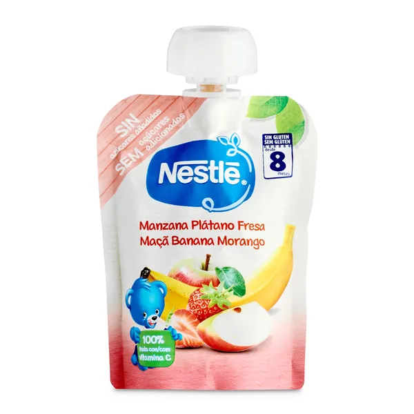 Alimento infantil con puré de manzana, plátano y fresa Nestlé Naturnes 90 g 2