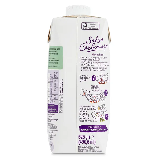 Leche evaporada sin lactosa Ideal 525 g 4