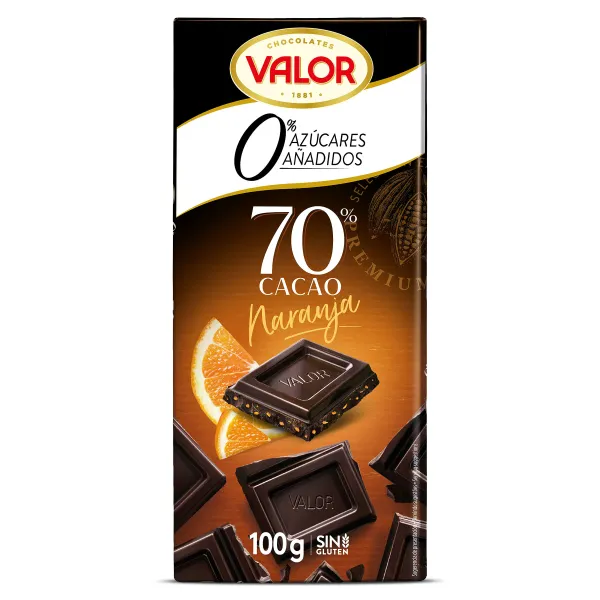 Chocolate negro 70% naranja sin azúcar añadido Valor 100 g 2