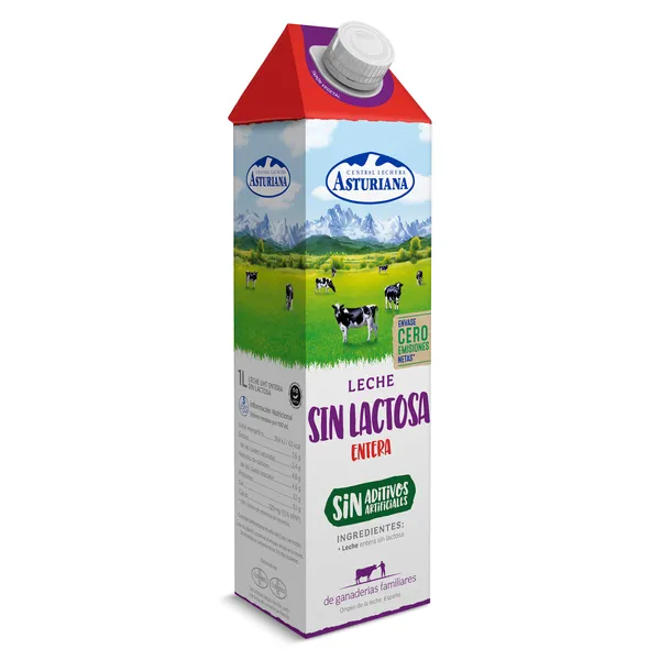 Leche entera sin lactosa Central Lechera Asturiana pack 6 x 1 l 3
