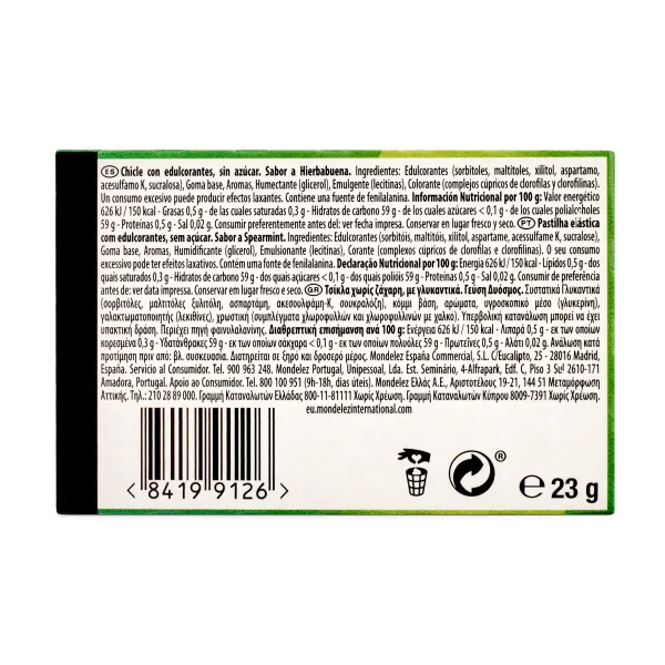 Chicles sabor hierbabuena sin azúcar Trident caja 23 g 3