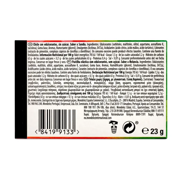 Chicles sabor sandía sin azúcar Trident caja 23 g 4