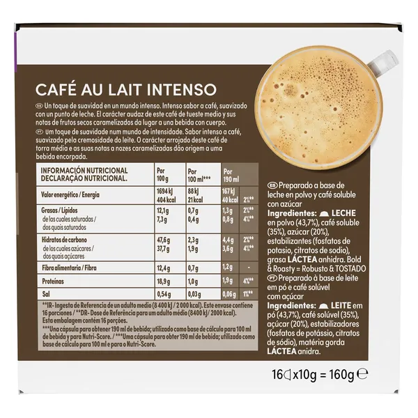 Café con leche en cápsulas intenso Nescafé Dolce Gusto caja 16 unidades 4
